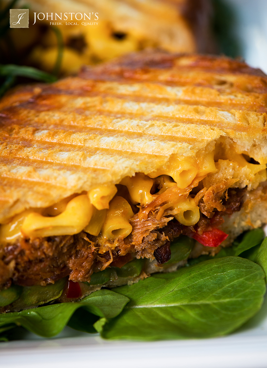 Grilled Mac & Cheese with Pulled Pork Panini Johnston's